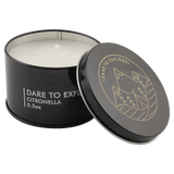 A Citronella 5.3 oz. Candle in a Black Metal Tin