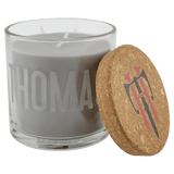 A Weathered Oak 14 oz. Candle in a Glass Holder with Cork Lid
