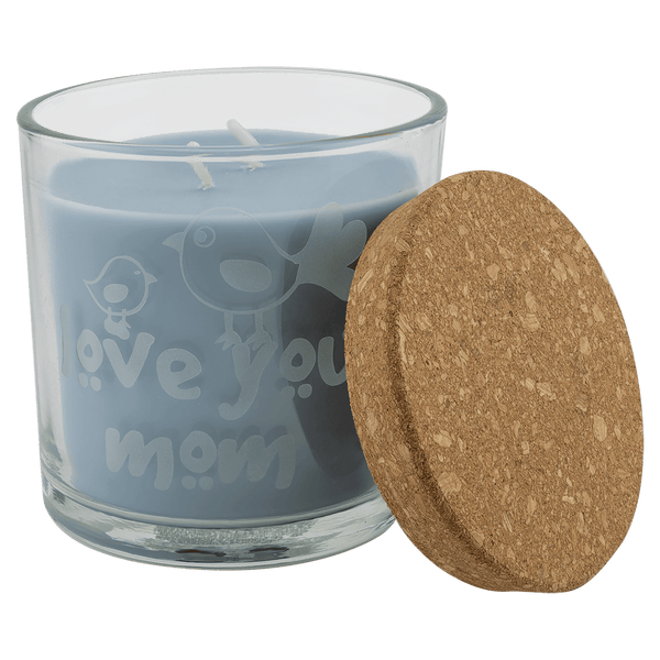 A Crisp Linen 14 oz. Candle in a Glass Holder with Cork Lid