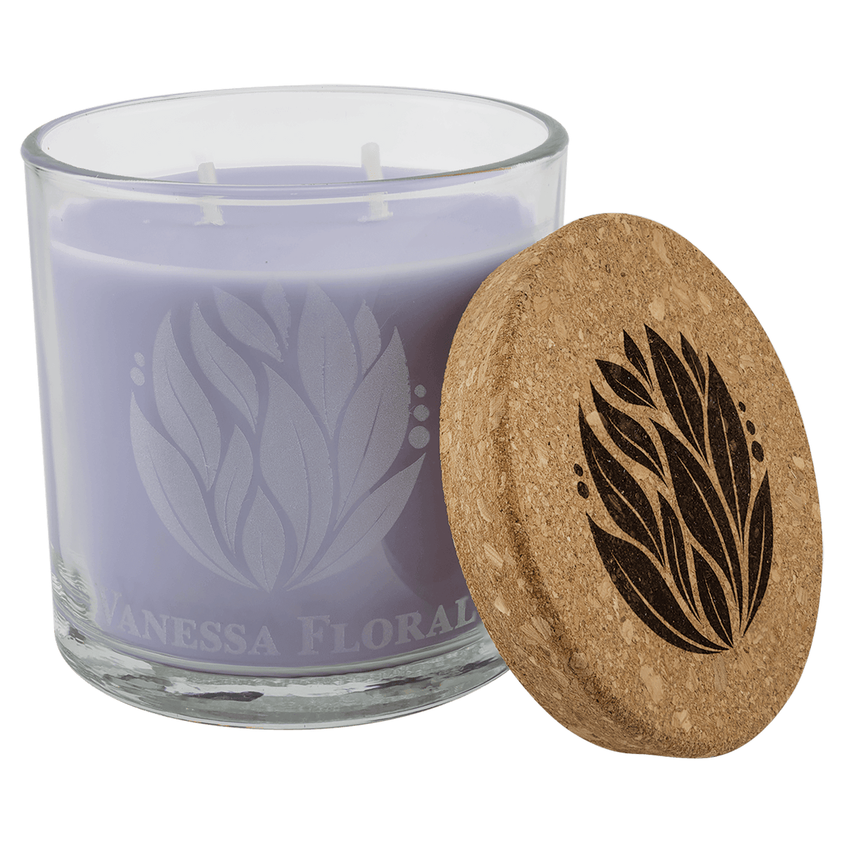 A Wild Lavender 14 oz. Candle in a Glass Holder with Cork Lid