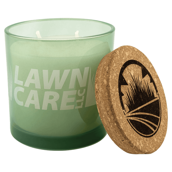 A 14 oz. Citronella Candle in Green Glass Holder with Cork Lid