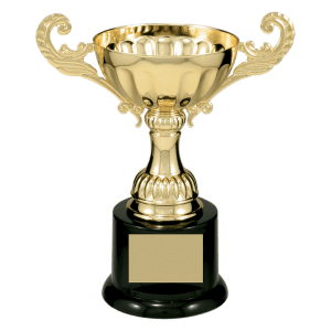 Gold Metal Chalice Cup Trophy on Plastic Base - Custom Engraved Trophy