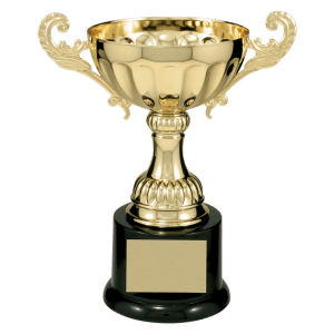 Gold Metal Chalice Cup Trophy on Plastic Base - Custom Engraved Trophy