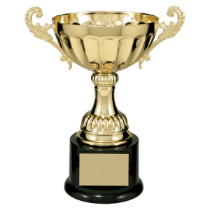 Gold Metal Chalice Cup Trophy on Plastic Base - Custom Engraved Trophy