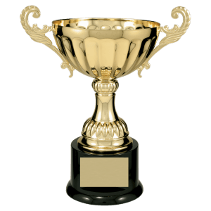 Gold Metal Chalice Cup Trophy on Plastic Base - Custom Engraved Trophy