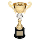 Gold Metal Chalice Cup Trophy on Plastic Base - Custom Engraved Trophy