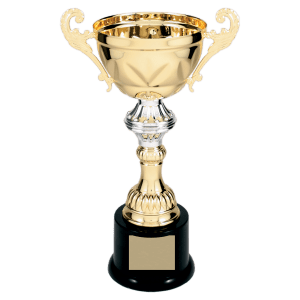 Gold Metal Chalice Cup Trophy on Plastic Base - Custom Engraved Trophy