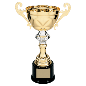 Gold Metal Chalice Cup Trophy on Plastic Base - Custom Engraved Trophy