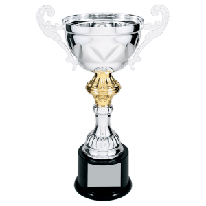 Silver Metal Chalice Cup Trophy - Premium Fully Assembled - Custom Engraved Trophy