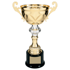 Gold Metal Chalice Cup Trophy on Plastic Base - Custom Engraved Trophy