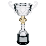 Silver Metal Chalice Cup Trophy - Premium Fully Assembled - Custom Engraved Trophy