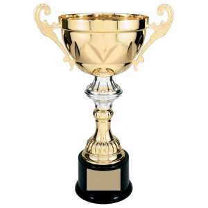 Gold Metal Chalice Cup Trophy on Plastic Base - Custom Engraved Trophy