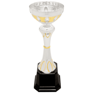Metal Ring Cup Trophy - Silver/Gold Fully Assembled - Custom Engraved Trophy