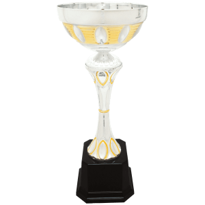Metal Ring Cup Trophy - Silver/Gold Fully Assembled - Custom Engraved Trophy