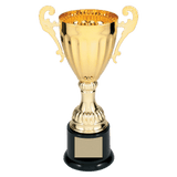 Gold Metal Winged Cup Trophy on Plastic Base - Custom Engraved Trophy