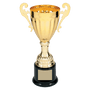 Gold Metal Winged Cup Trophy on Plastic Base - Custom Engraved Trophy