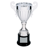Silver Metal Winged Cup Trophy - Fully Assembled - Custom Engraved Trophy