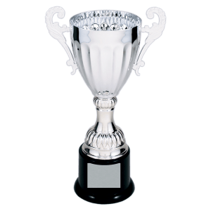 Silver Metal Winged Cup Trophy - Fully Assembled - Custom Engraved Trophy