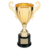 Gold Metal Winged Cup Trophy on Plastic Base - Custom Engraved Trophy