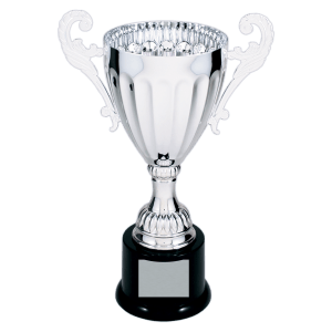Silver Metal Winged Cup Trophy - Fully Assembled - Custom Engraved Trophy