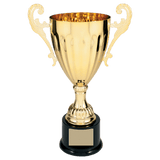 Gold Metal Winged Cup Trophy on Plastic Base - Custom Engraved Trophy