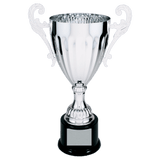 Silver Metal Winged Cup Trophy - Fully Assembled - Custom Engraved Trophy