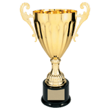 Gold Metal Winged Cup Trophy on Plastic Base - Custom Engraved Trophy