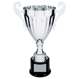 Silver Metal Winged Cup Trophy - Fully Assembled - Custom Engraved Trophy