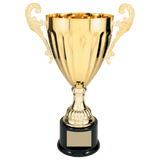 Gold Metal Winged Cup Trophy on Plastic Base - Custom Engraved Trophy