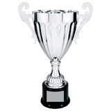 Silver Metal Winged Cup Trophy - Fully Assembled - Custom Engraved Trophy