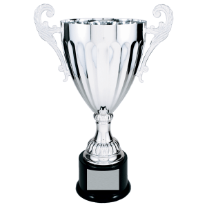 Silver Metal Winged Cup Trophy - Fully Assembled - Custom Engraved Trophy