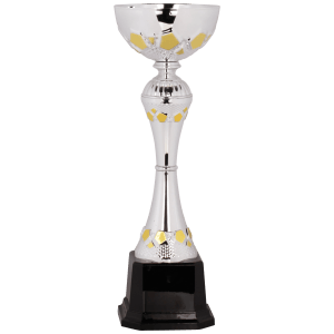 Metal Hex Cup Trophy - Silver/Gold Fully Assembled - Custom Engraved Trophy