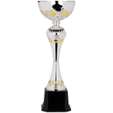 Metal Hex Cup Trophy - Silver/Gold Fully Assembled - Custom Engraved Trophy