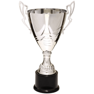 Silver Metal Flare Cup Trophy - Premium Fully Assembled - Custom Engraved Trophy
