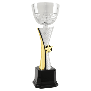 Textured Metal Cup Trophy - Silver/Gold Fully Assembled - Custom Engraved Trophy