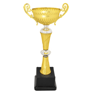 Gold-Silver Metal Banded Chalice Cup Trophy - Custom Engraved Trophy