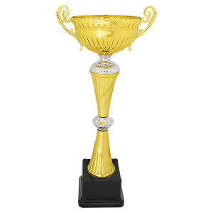 Gold-Silver Metal Banded Chalice Cup Trophy - Custom Engraved Trophy