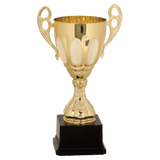 Gold Metal Ornate Cup Trophy on Plastic Base - Custom Engraved Trophy