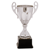 Silver Metal Ornate Cup Trophy - Premium Frosted Panels - Custom Engraved Trophy