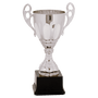 Silver Metal Ornate Cup Trophy - Premium Frosted Panels - Custom Engraved Trophy