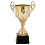 Gold Metal Ornate Cup Trophy on Plastic Base - Custom Engraved Trophy