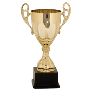 Gold Metal Ornate Cup Trophy on Plastic Base - Custom Engraved Trophy