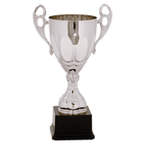 Silver Metal Ornate Cup Trophy - Premium Frosted Panels - Custom Engraved Trophy