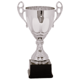 Silver Metal Ornate Cup Trophy - Premium Frosted Panels - Custom Engraved Trophy