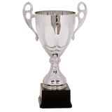 Silver Metal Ornate Cup Trophy - Premium Frosted Panels - Custom Engraved Trophy
