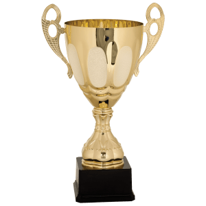 Gold Metal Ornate Cup Trophy on Plastic Base - Custom Engraved Trophy