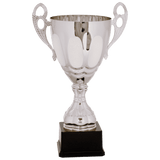 Silver Metal Ornate Cup Trophy - Premium Frosted Panels - Custom Engraved Trophy