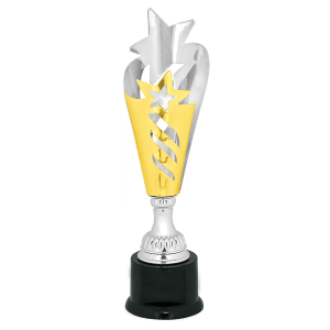 Ribbon Star Metal Cup Trophy - Premium Silver/Gold - Custom Engraved Trophy