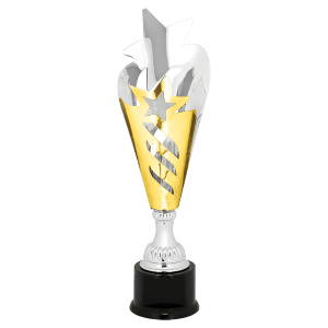 Ribbon Star Metal Cup Trophy - Premium Silver/Gold - Custom Engraved Trophy