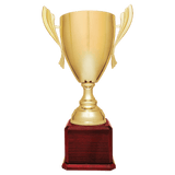 Metal Cup Trophy on Rosewood Piano Finish Base - Custom Engraved Trophy